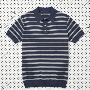 MEN'S - American Eagle Striped Sweater Polo - Crochet Knit Retro Preppy